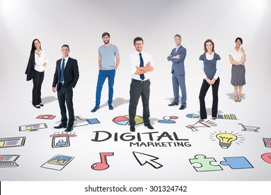 Business Team Against Digital Marketing