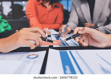 Business Team Analyzing Financial Data in Modern Office