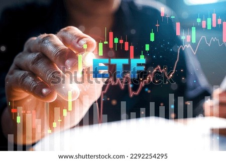 Business team investor think before buying stock market investment investor analysis of ETF Exchange traded fund stock market trading investment financial concept.