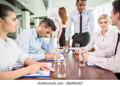 Business Team At A Meeting In A Modern Office Environment.