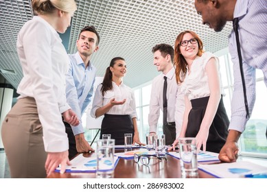 Business Team At A Meeting In A Modern Office Environment.