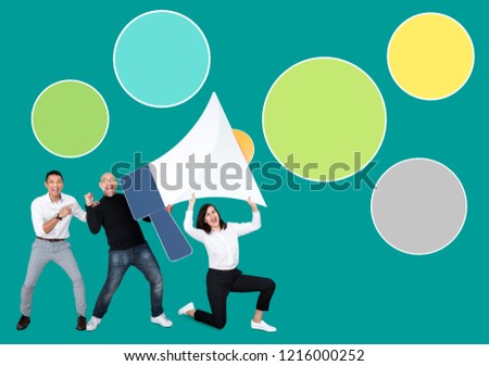 Business team with a megaphone