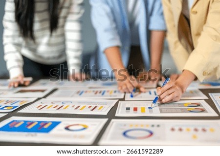 Business team startup presenting data summary chart meeting with colleagues, financial report analysis teamwork strategy planning corporate success at office, marketing, data analytics