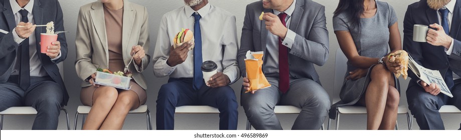 Business Team Working Break Eating Lunch Concept