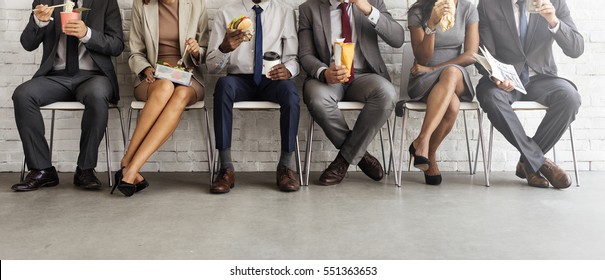 Business Team Working Break Eating Lunch Concept - Shutterstock ID 551363653