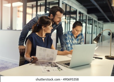 Business Team Working On Computer In Open Space Modern Office