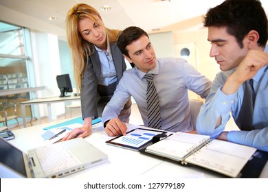 Business Team Working On Sales Results