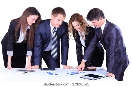 Business Team Working On Their Business Project Together On White Background