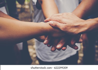 Business teamwork join hands together. Business teamwork concept - Shutterstock ID 622299209