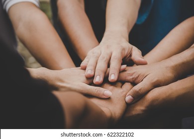 Business Teamwork Join Hands Together. Business Teamwork Concept