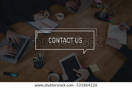 BUSINESS TEAMWORK WORKING OFFICE BRAINSTORMING CONTACT US CONCEPT