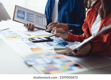 Business teamwork and working with UX developer and UI designer at table in modern office. Creative and development agency concept. - Powered by Shutterstock