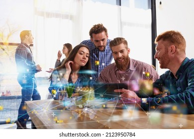 Business teamwork works with a tablet with internet streaming service - Shutterstock ID 2123950784