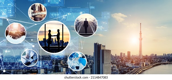 Business and technology concept. Communication network. Data analysis. Management strategy. Wide image for banner advertisement ets. - Powered by Shutterstock - Get 15% off with code: PIKWIZARD15