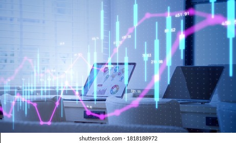 Business and technology concept. Stock chart. Financial technology. Fintech.