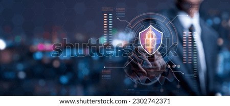 Business with technology. Concepts of surveillance and security scanning of digital program cyber futuristic applications. Cyber security is critical to doing business in the era of AI computing.