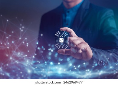 Business with technology. Cyber security is critical to doing business in the era of AI computing. Concepts of surveillance and security scanning of digital program cyber futuristic applications. - Powered by Shutterstock