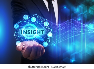 Business, Technology, Internet and network concept. Young businessman working on a virtual screen of the future and sees the inscription: Insight - Shutterstock ID 1023559927