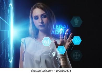 Business, Technology, Internet and network concept. Young businessman working on a virtual screen of the future and sees the inscription: Legal advice