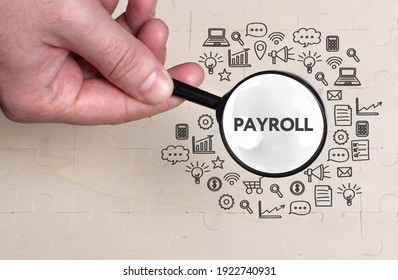 Business, Technology, Internet And Network Concept. Young Businessman Thinks Over The Steps For Successful Growth: Payroll