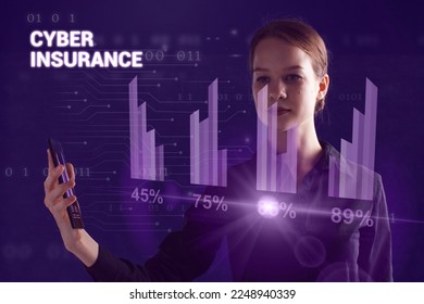 Business, technology, internet and network concept. Young businessman thinks over the steps for successful growth: Cyber insurance - Shutterstock ID 2248940339