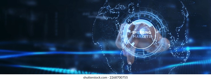 Business, technology, internet and network concept. Virtual screen of the future and sees the inscription: Emerging markets. - Shutterstock ID 2268700755
