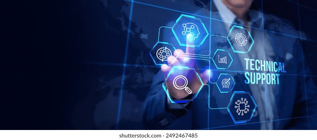 Business, Technology, Internet and network concept. Technical Support Center customer service.