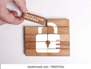 Business, Technology, Internet and network concept. Young businessman shows the word: Protect your password - Shutterstock ID 740197216