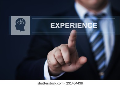 Business, Technology, Internet And Networking Concept - Businessman Pressing Experience Button On Virtual Screens