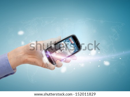 business, technology, internet and news concept - woman hand showing smartphone with news app
