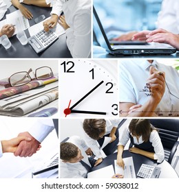 Business Theme Photo Collage Composed Of Few Images
