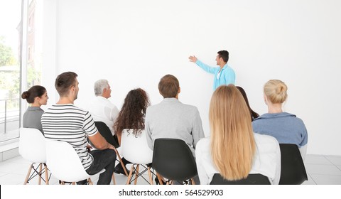 Business Training Concept. Business People Having Meeting In Conference Room