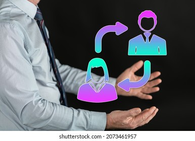 Business Transition Concept Above The Hands Of A Man