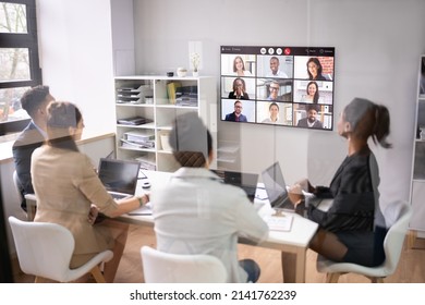 Business Video Conference Call In Meeting Room