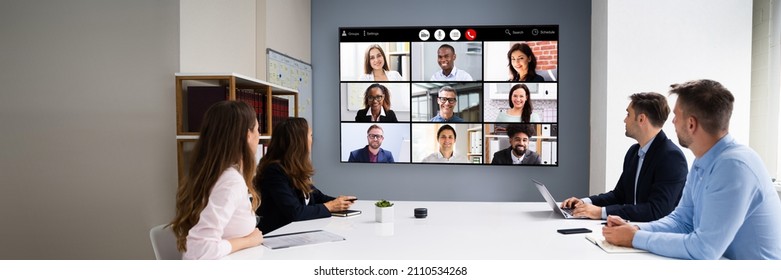 Business Video Conference Online Meeting In Office Room