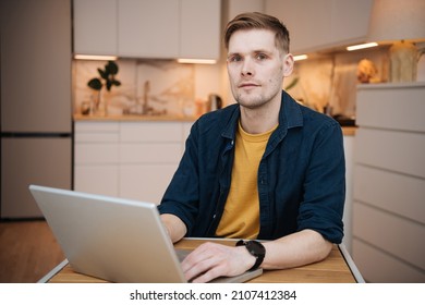 Business Video Conferencing. Young Man Having Video Call Via Computer In The Home Office. Multiethnic Business Team. Virtual House Party. Online Team Meeting Video Conference Calling From Home