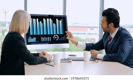 Business visual data analyzing technology by creative computer software . Concept of digital data for marketing analysis and investment decision making .