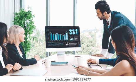 Business visual data analyzing technology by creative computer software . Concept of digital data for marketing analysis and investment decision making .