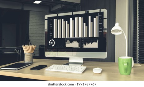 Business visual data analyzing technology by creative computer software