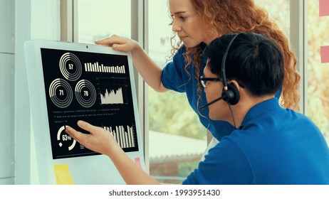 Business visual data analyzing technology by creative computer software . Concept of digital data for marketing analysis and investment decision making .