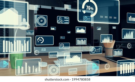 Business visual data analyzing technology by creative computer software