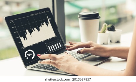 Business visual data analyzing technology by creative computer software . Concept of digital data for marketing analysis and investment decision making .