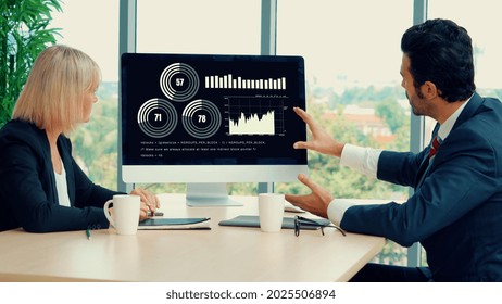 Business visual data analyzing technology by creative computer software . Concept of digital data for marketing analysis and investment decision making .