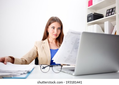 Business Woman Amazed And Is Shocked About Costs In Office