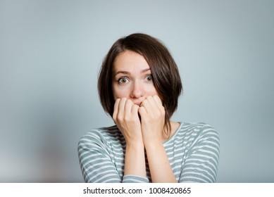 Business Woman Bites His Nails Isolated Stock Photo 1008420865 ...