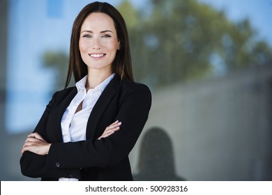 Business Woman Crossed Arms Smiling Copy Stock Photo 500928316 ...