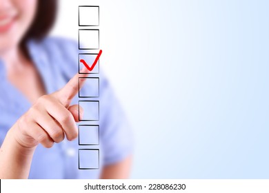 Business Woman Designed On A Checklist Box