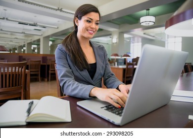 Business Woman Executive In The Library Researching Attorney Lawyer 