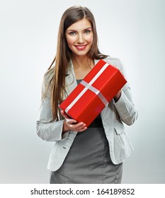 Business Woman Gift. White Background Isolated