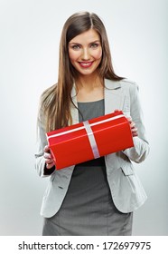 Business Woman Gift. White Background Isolated